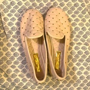 Michael Kors shoes studded size 9 studded gold cream loafers slip on low shoes